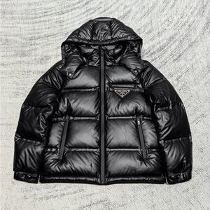 Prada Shiny Black Hooded Puffer Jacket